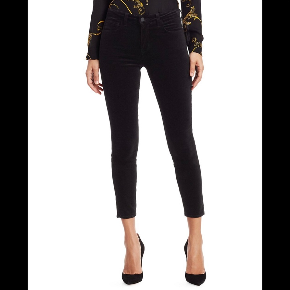 L’ANGENCE Margot high-rise velvet jeans. Black , Size 24